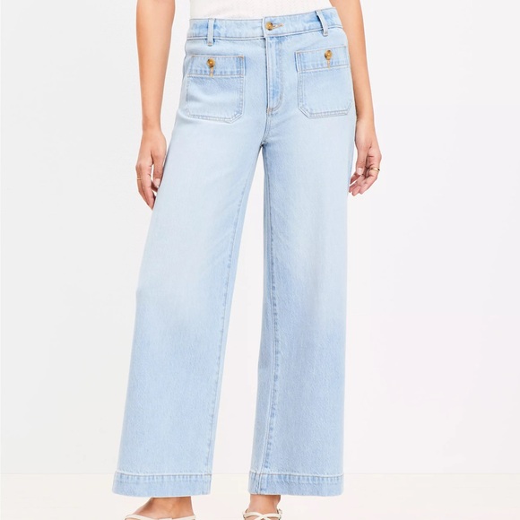 LOFT Denim - Ann Taylor Loft Palmer Wide Leg Crop Jeans in Light Vintage Indigo Wash 29/8